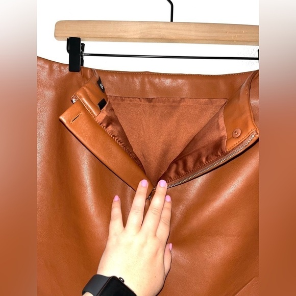 LAST CHANCE BLANKNYC NWT Camel Brown Faux Leather Layered Mini Skirt Size 32 - Picture 5 of 11